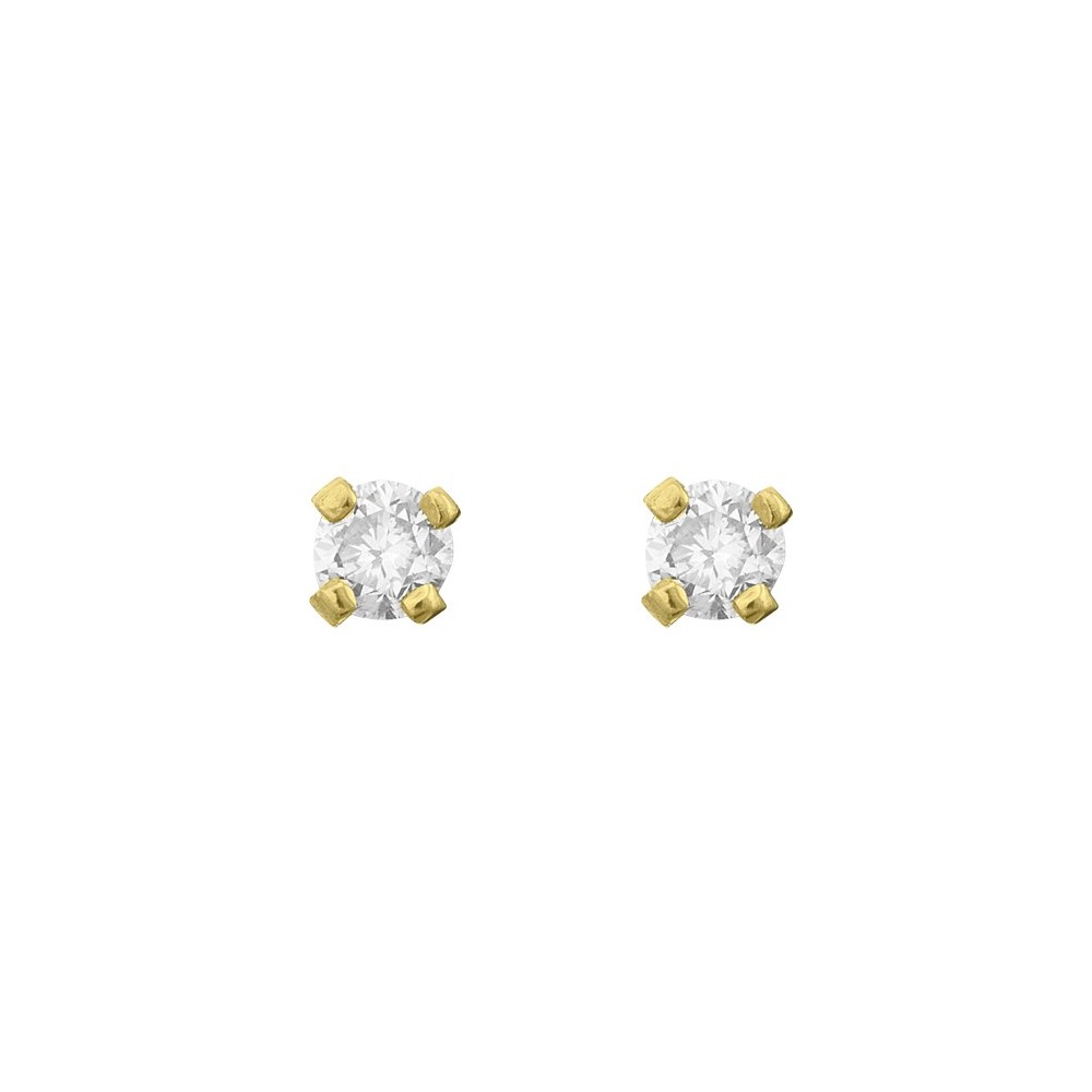 Arete broquel 8 puntos de diamante oro blanco 14k