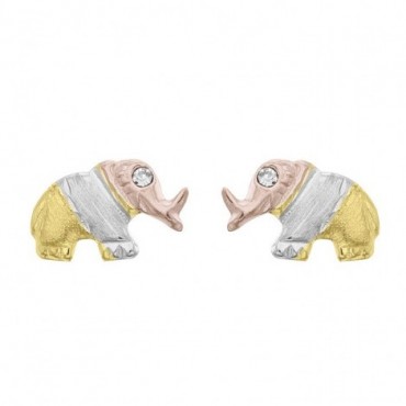 Broquel elefante 3 oros 14k