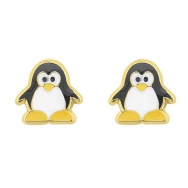 Broquel pinguino esmaltado 10k