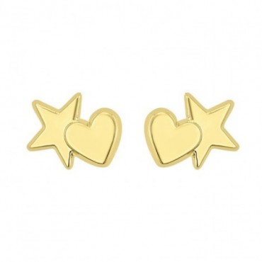 Broquel corazon y estrella 14k